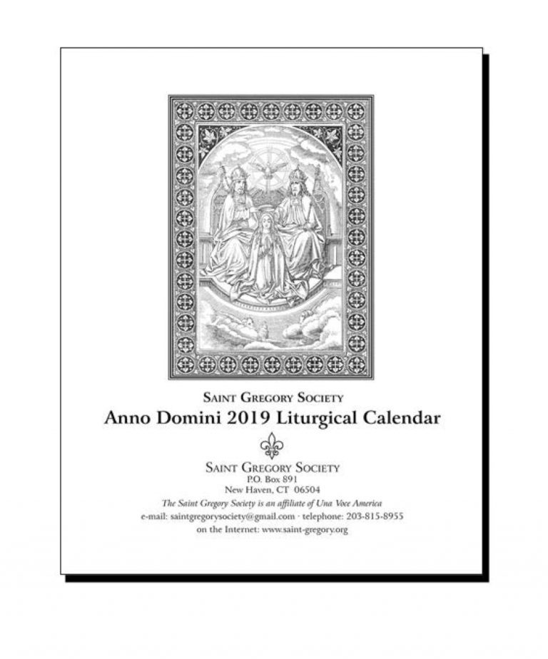 Traditional (Tridentine) Liturgical Calendar 2019 | Saint Gregory