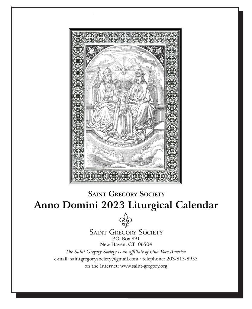 2023 Traditional (Tridentine) Liturgical Calendar Saint Gregory